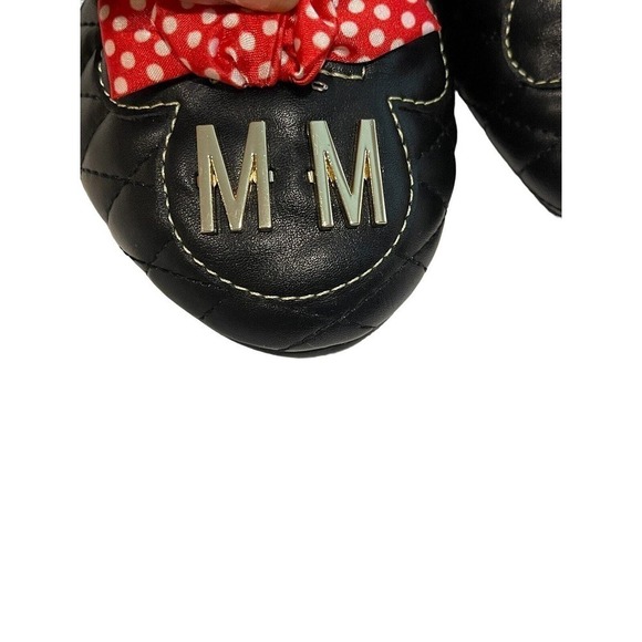 DISNEY MINNIE MOUSE QUILTED FLATS Size X-Large 11/12 Black Red Bow NWT - Picture 8 of 11